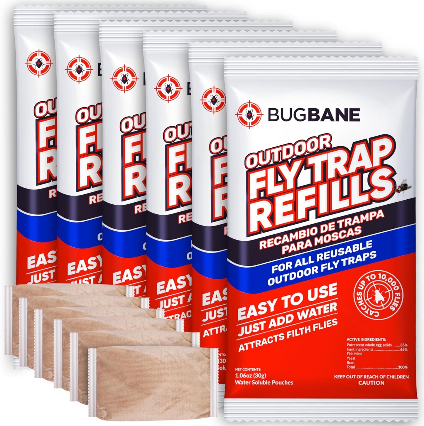 Recarga cebo moscas 6x1oz gránulos no tóxicos para trampas