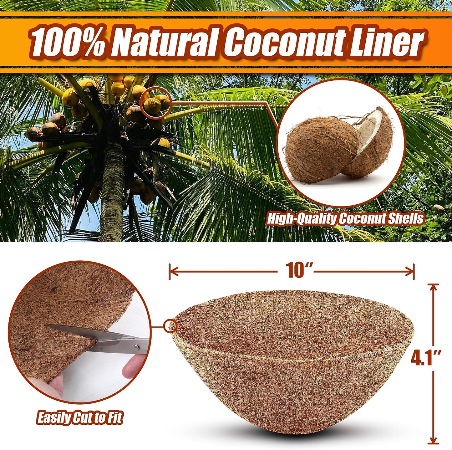 Forros coco redondos para macetas 10pulg set 6