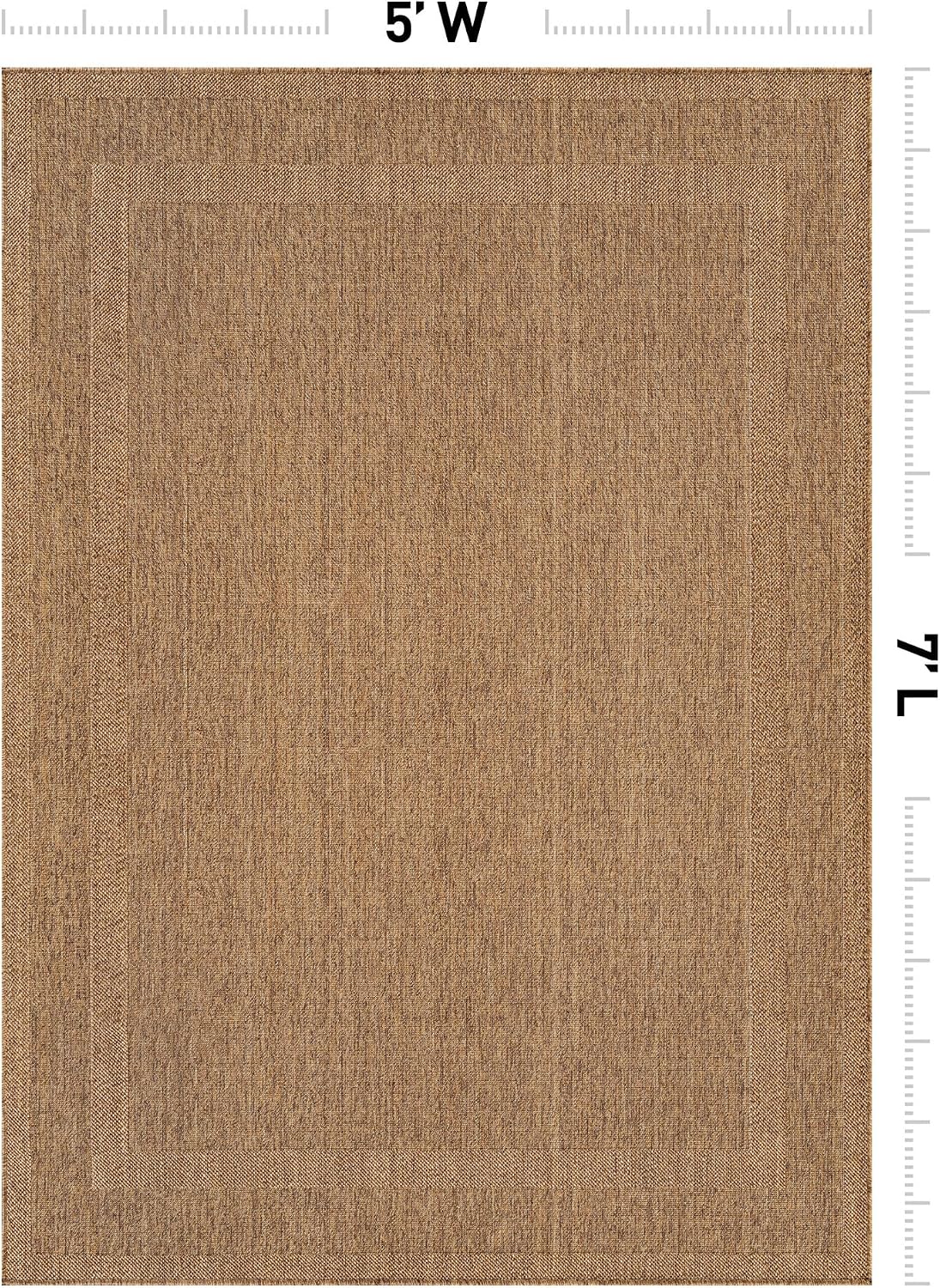 Alfombra lisa yute 5x7ft para patio y porche color natural
