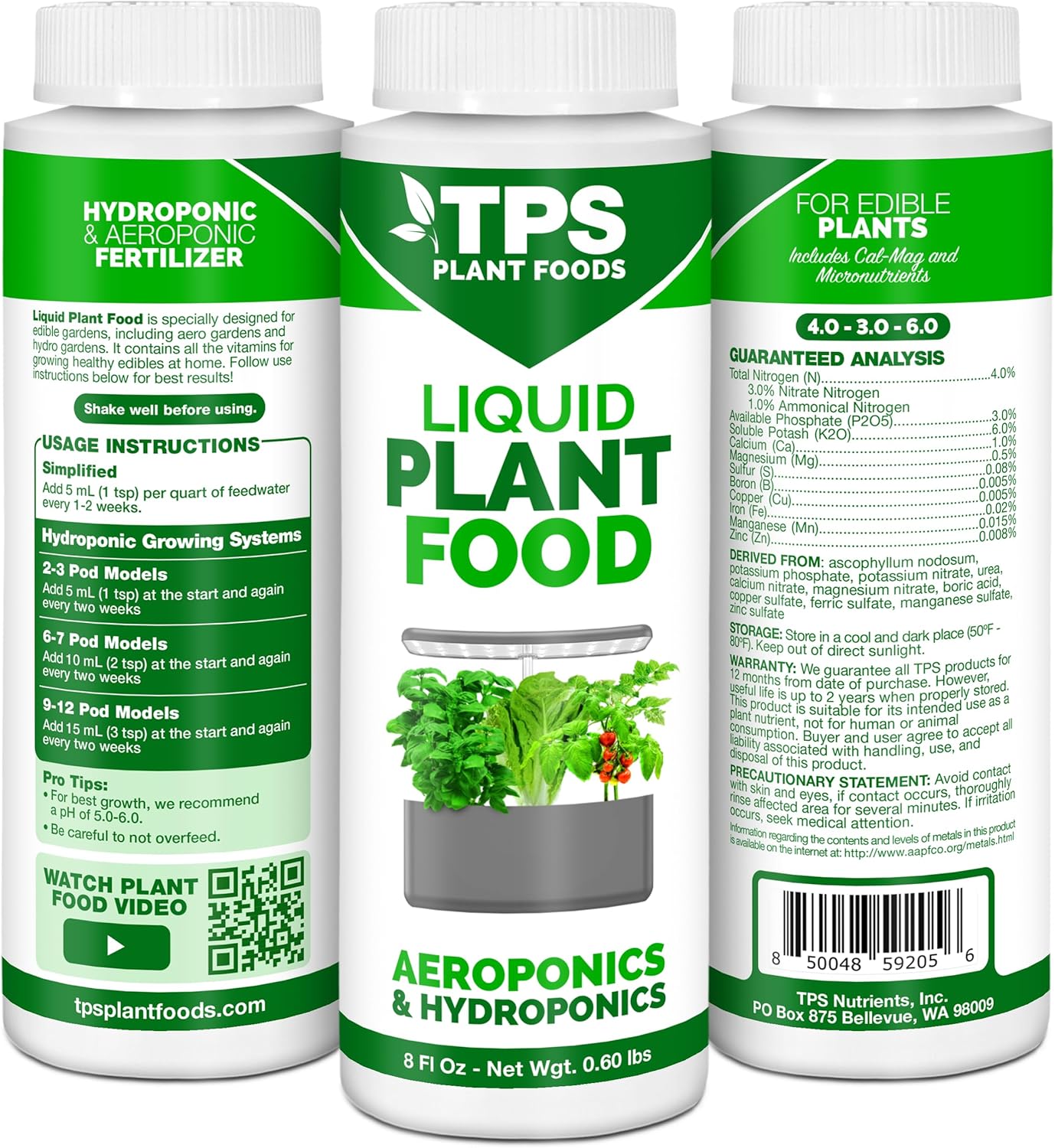 Fertilizante líquido para plantas AeroGarden iDOO 8oz
