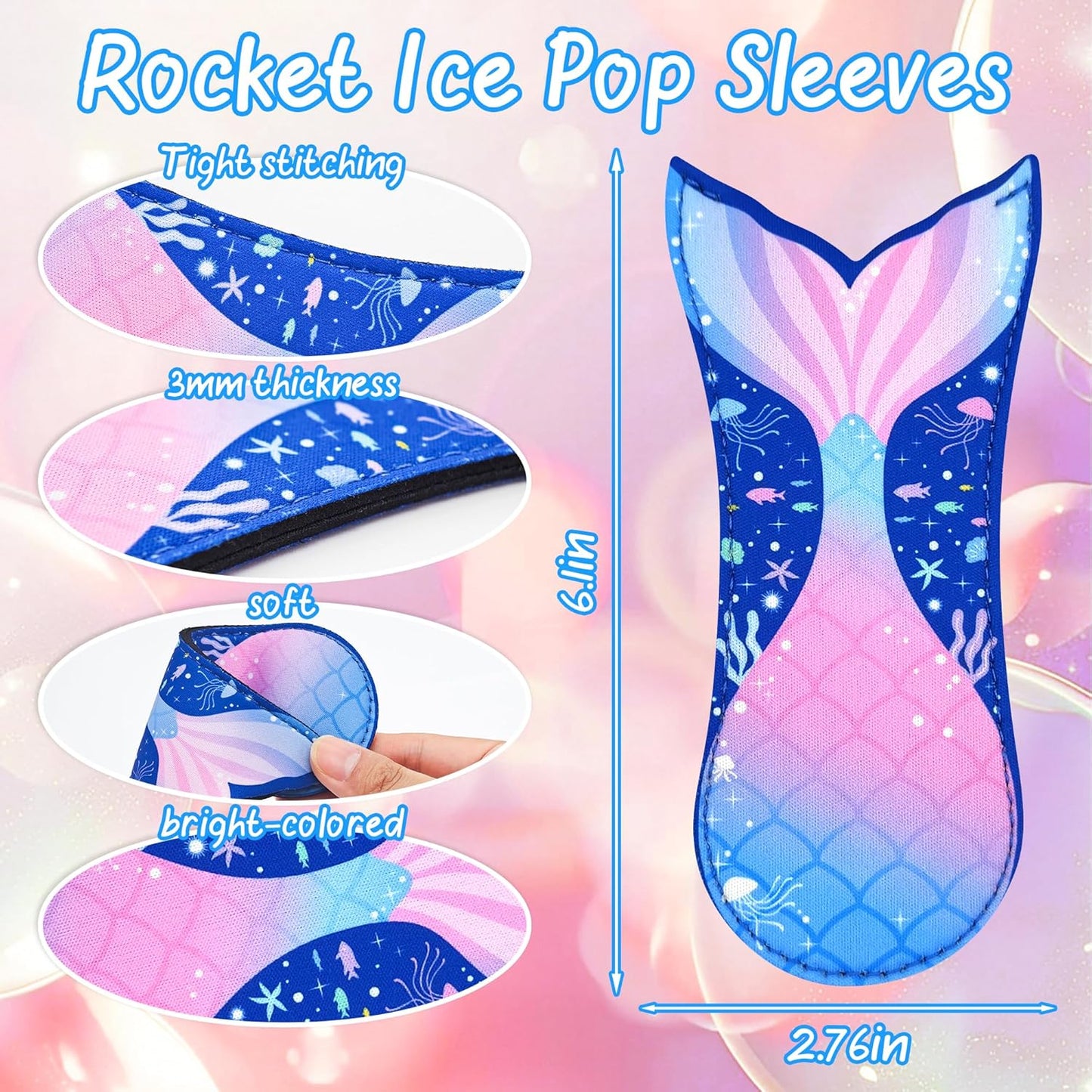 9 fundas paletas hielo con cola sirena neopreno reutilizable