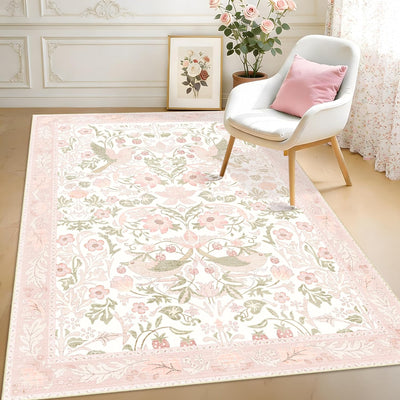 Alfombra estilo bohemio 5x7ft antideslizante sala y dormitorio