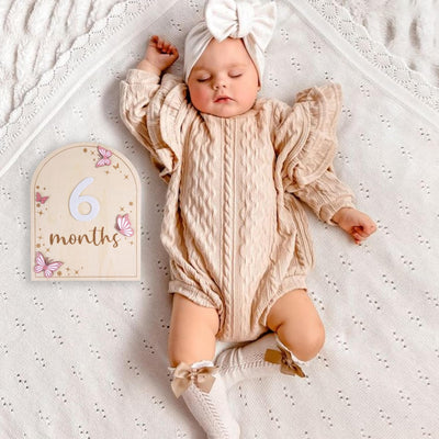 Señales hitos bebé círculos madera fotos 1-12 meses