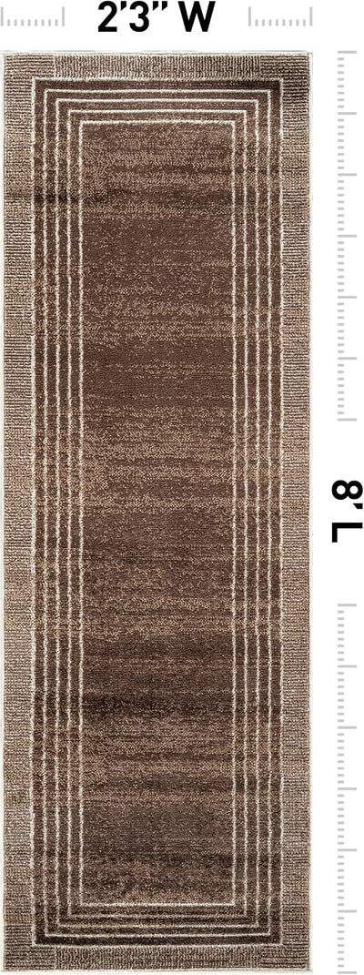 Alfombra pasillo geométrica pelo bajo respaldo yute 2'3"x8'