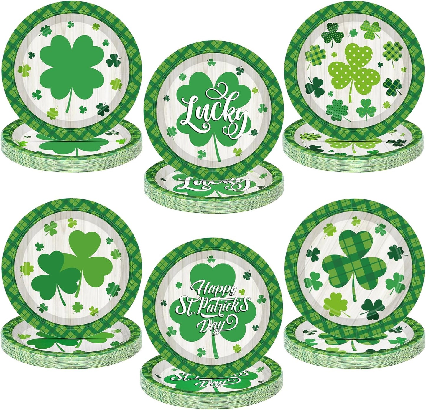 Suministros para fiesta de San Patricio con platos de trébol 9 pulgadas