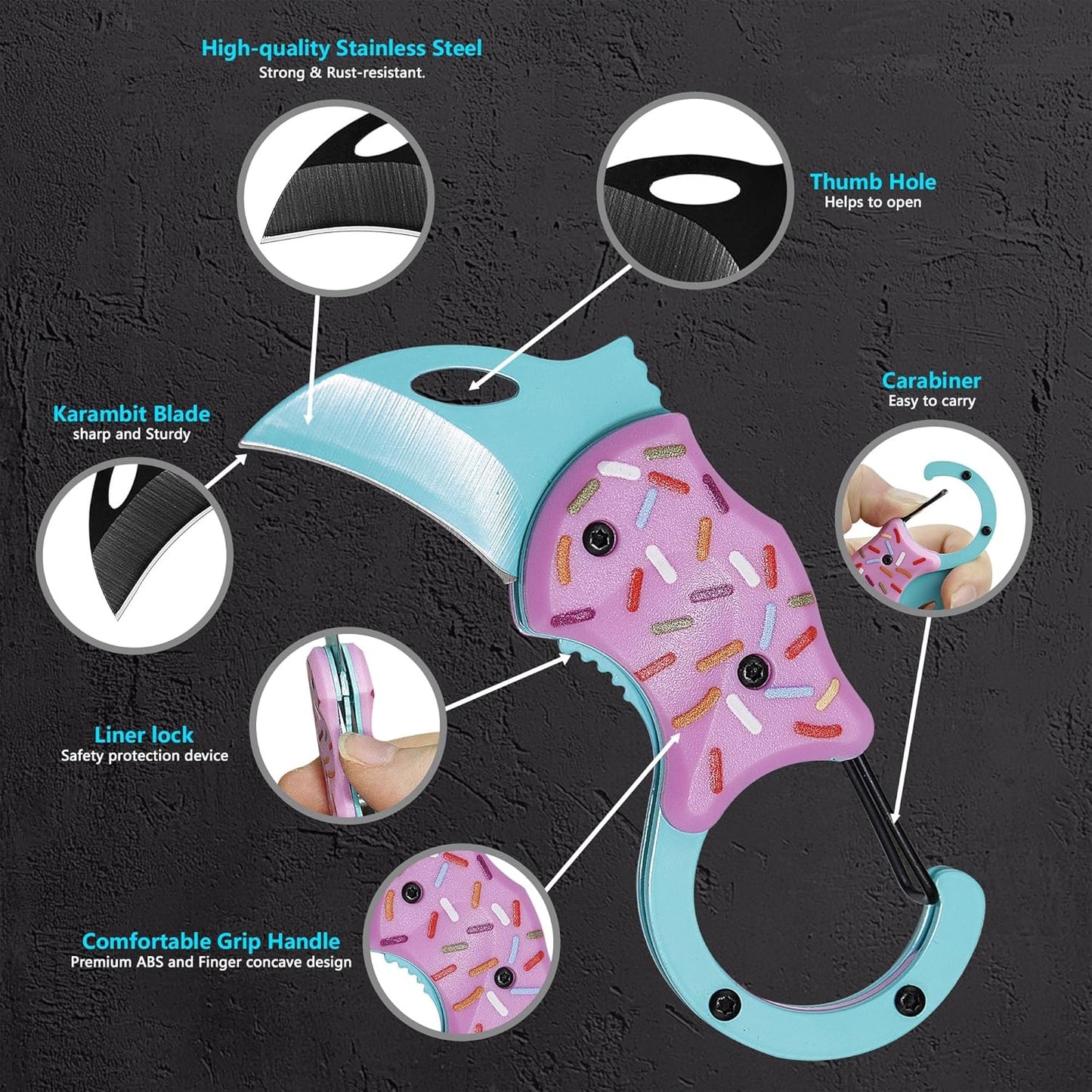 Cuchillo bolsillo llavero rosa EDC para ella