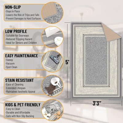 Alfombra sala dormitorio 3'3"x4'7" antideslizante duradera