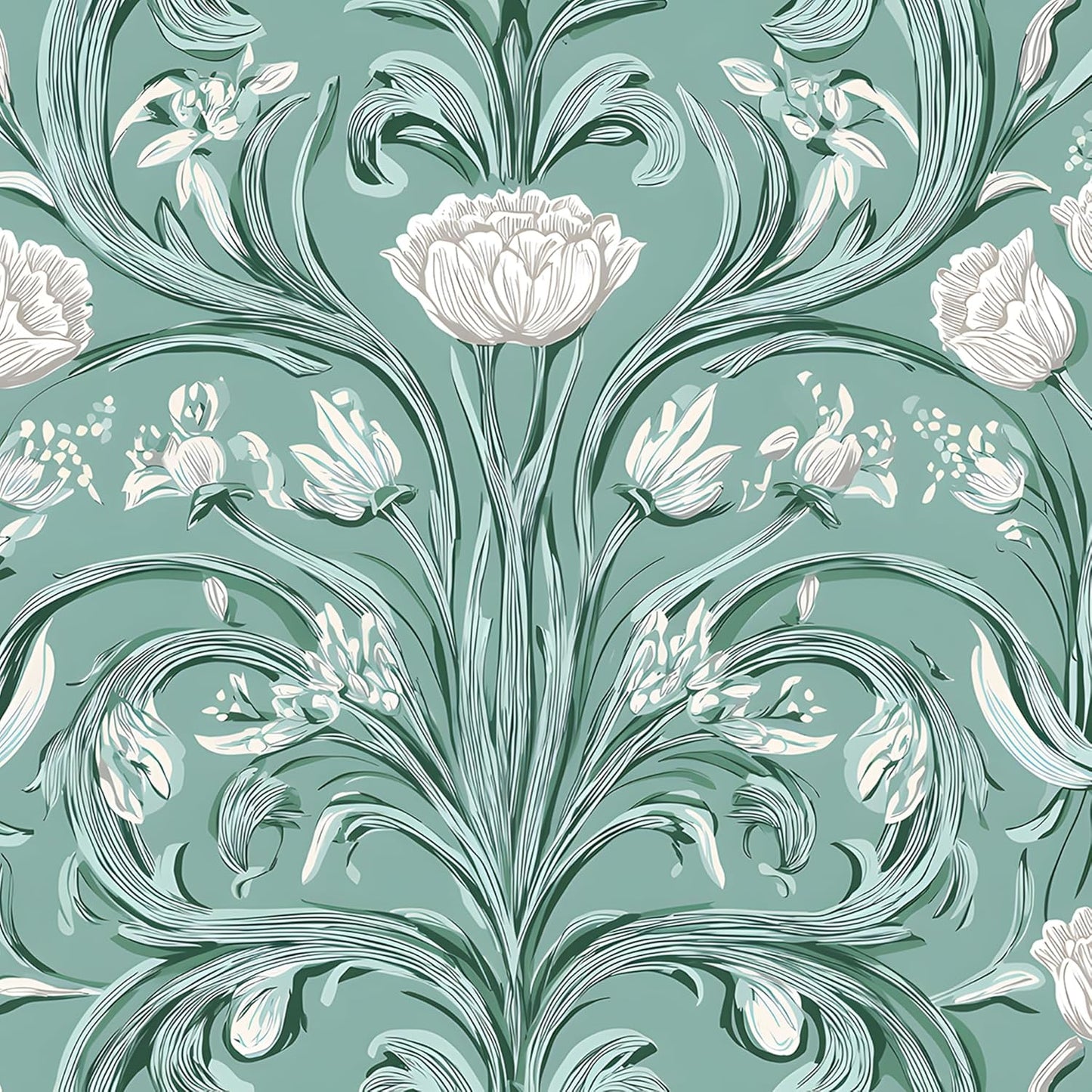 Papel tapiz floral Art Nouveau autoadhesivo 17x39pulg