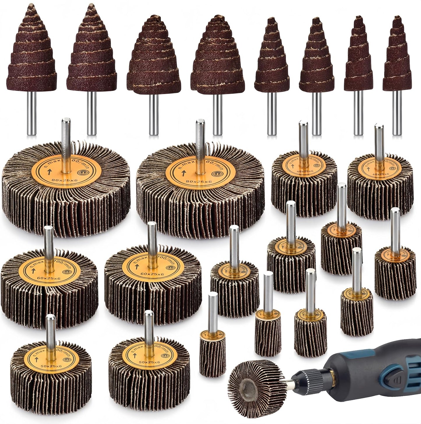 24 Ruedas Lijado Taladro Grano 80 Óxido Aluminio 1/4pulg