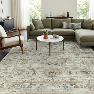 Alfombras lavables 5x7ft sala dormitorio vintage antideslizante beige