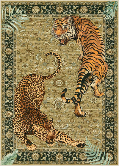 Alfombra lavable estilo bohemio tigre camello dormitorio