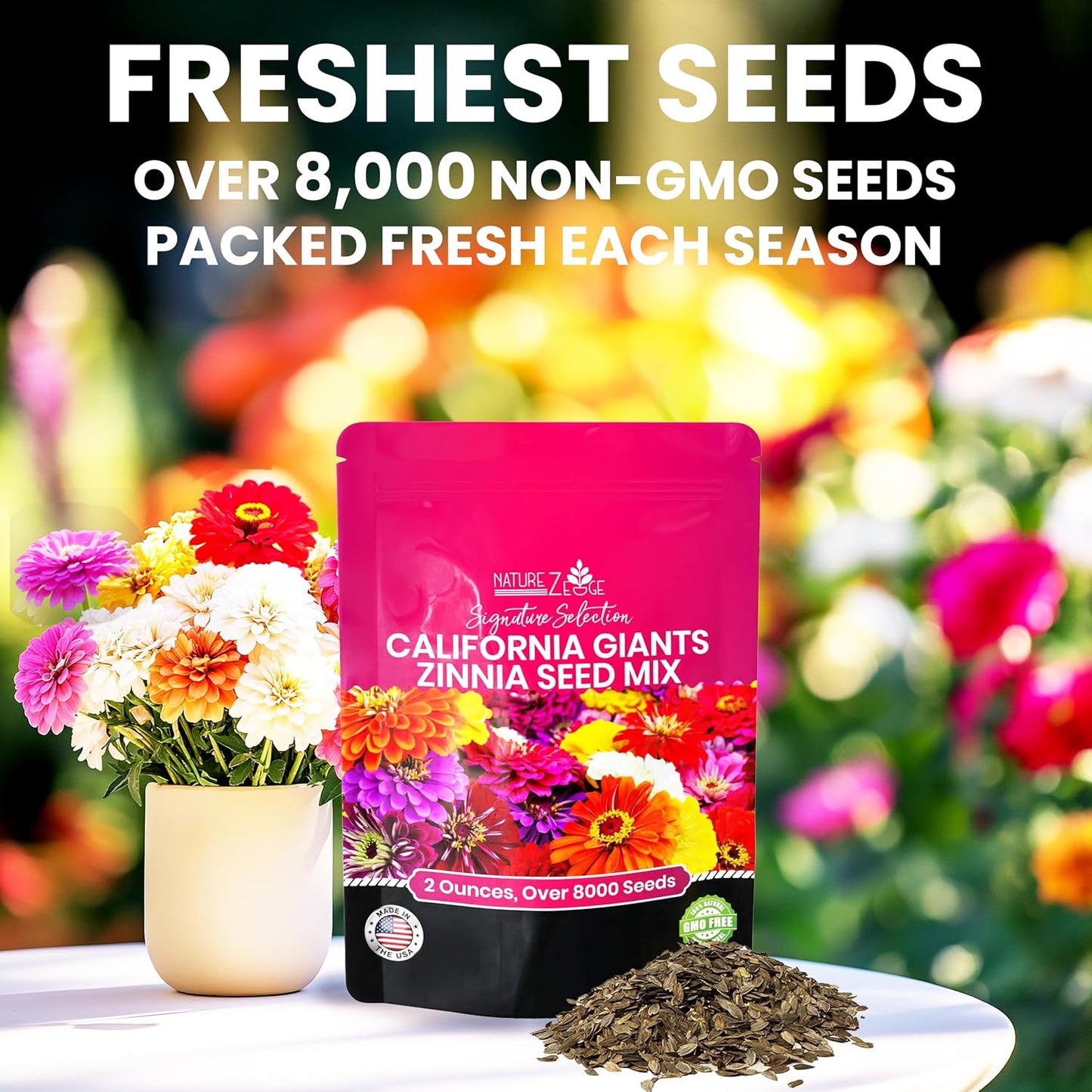 Semillas Zinnia para plantar al aire libre 2oz