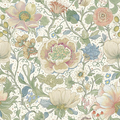 Papel tapiz floral autoadhesivo extraíble 17.7x118pulg
