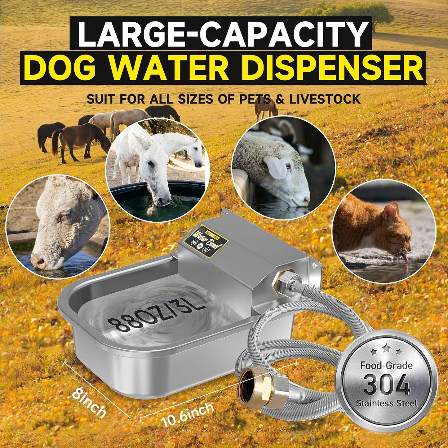 Dispensador agua perros 3L acero inox autollenado
