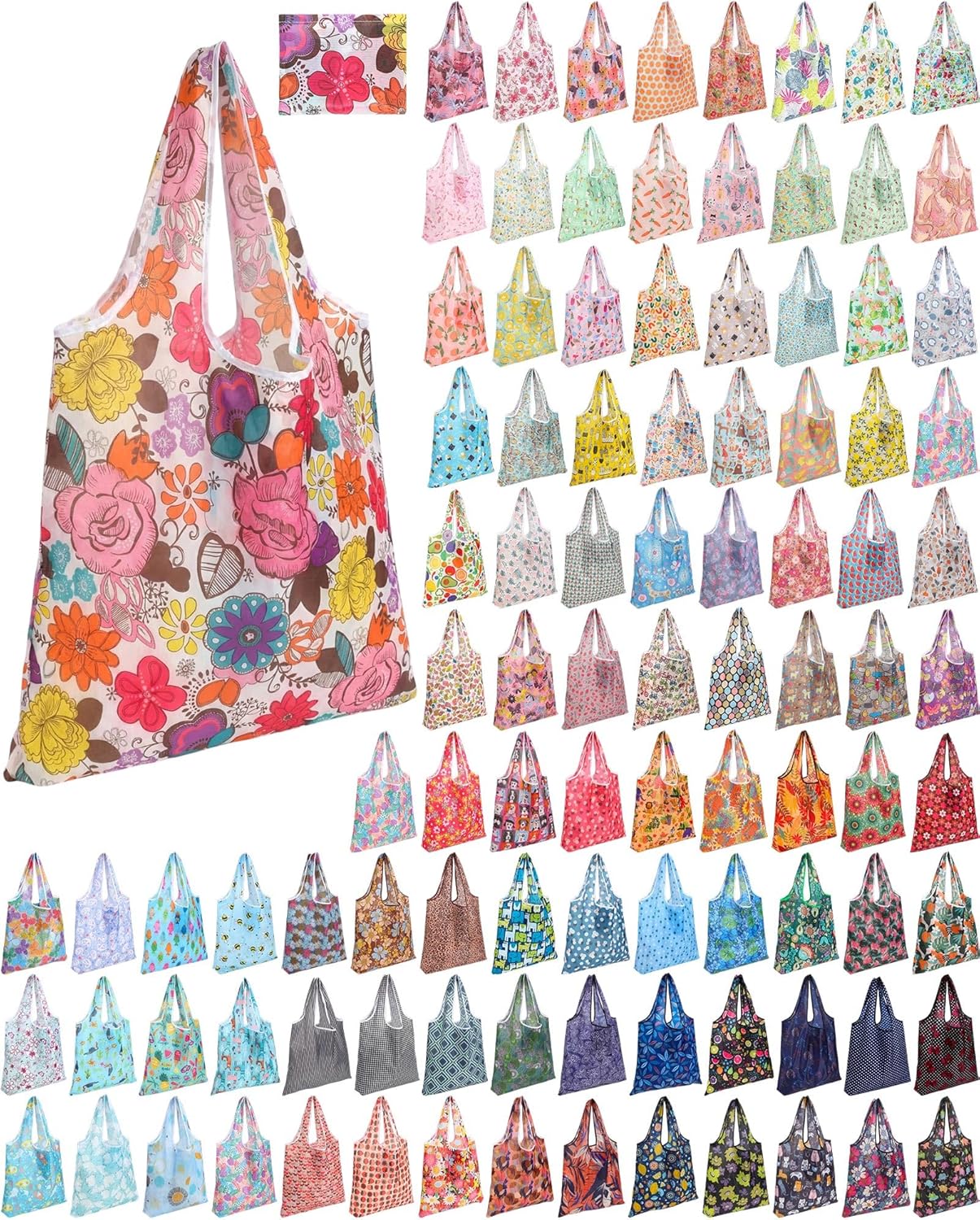 100 Bolsas Comestibles Plegables Extragrandes Reutilizables con Asa