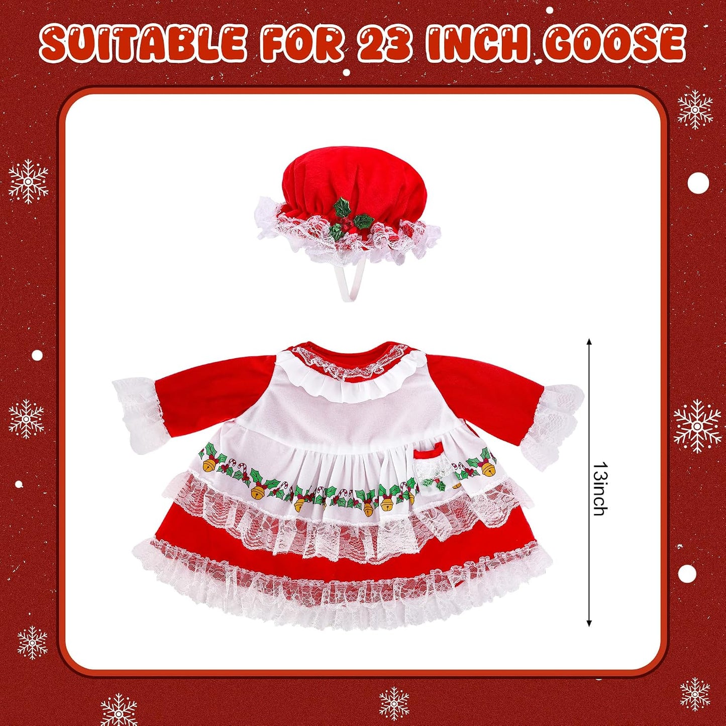 2 Pzas Vestidos Mrs. Claus con Sombrero para Decoración Navidad