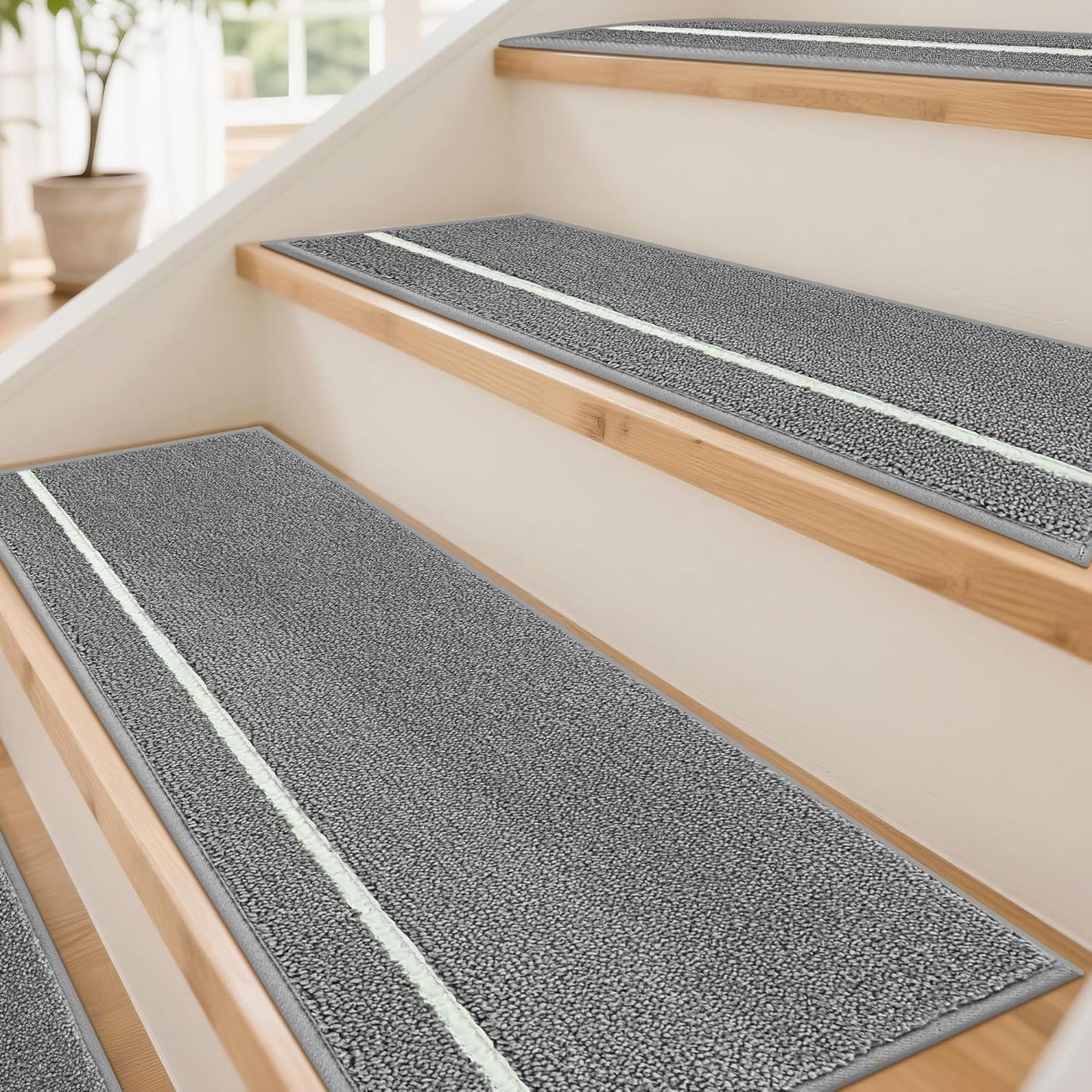 Set 4 Alfombras Escalera Madera 9x28pulg Antideslizantes