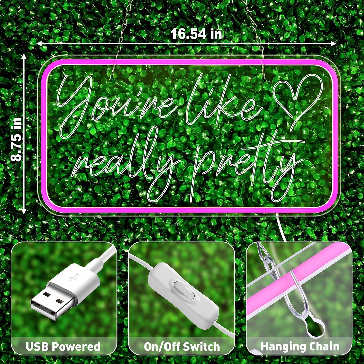 Letrero neón rosa texto inglés decorativo para dormitorio y fiestas