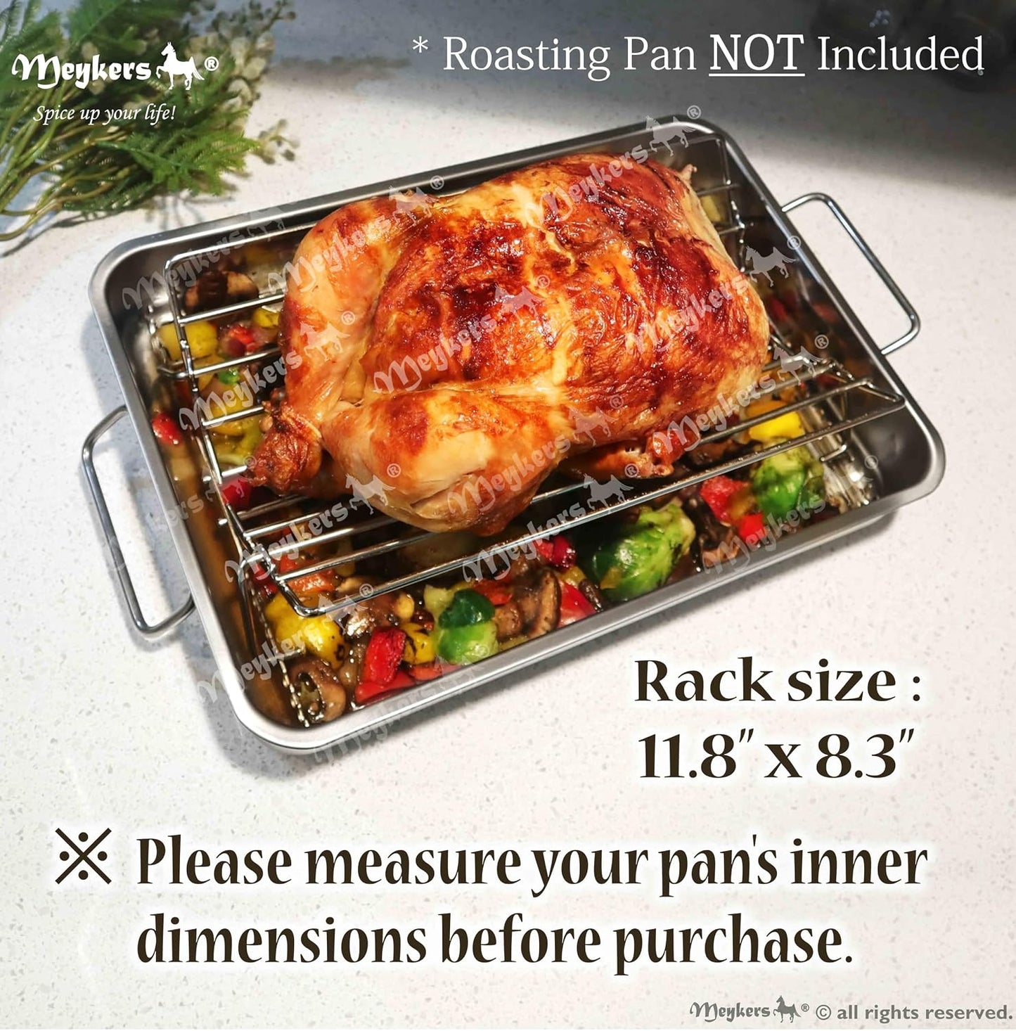 Bastidor asar acero inox 9x13pulg ajustable pavo pollo