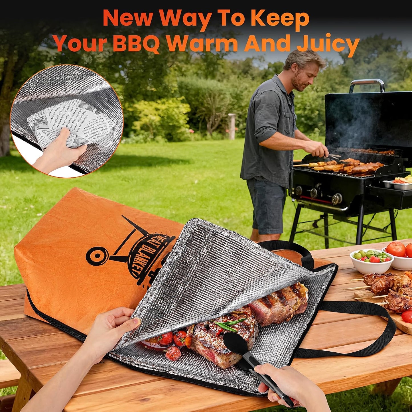 Manta descanso carne barbacoa 21pulg aislada profesional