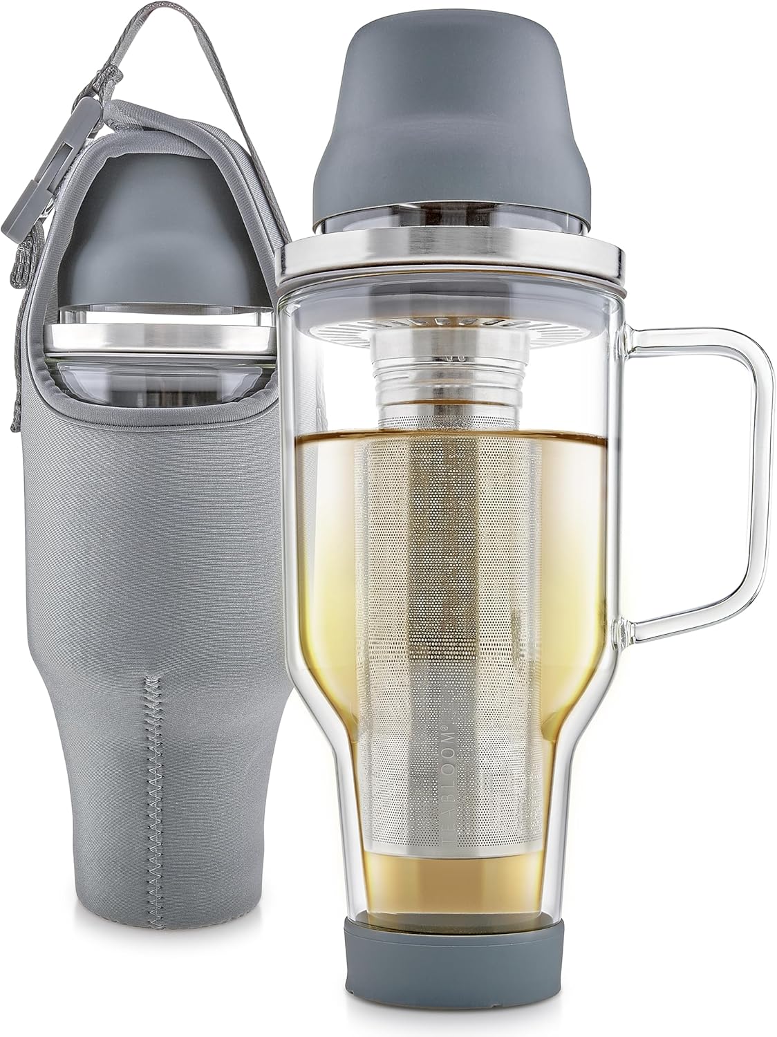 Vaso vidrio aislado 30oz con infusor té 2en1