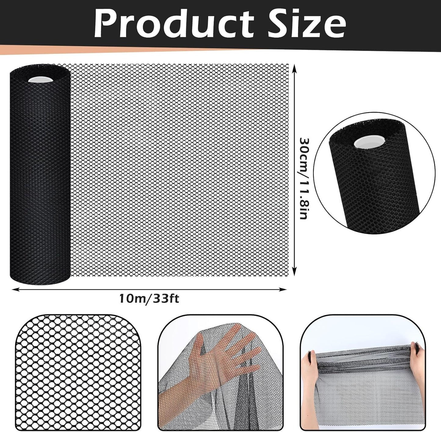 Red de pelo negro 26x18pulg para tejer y coser