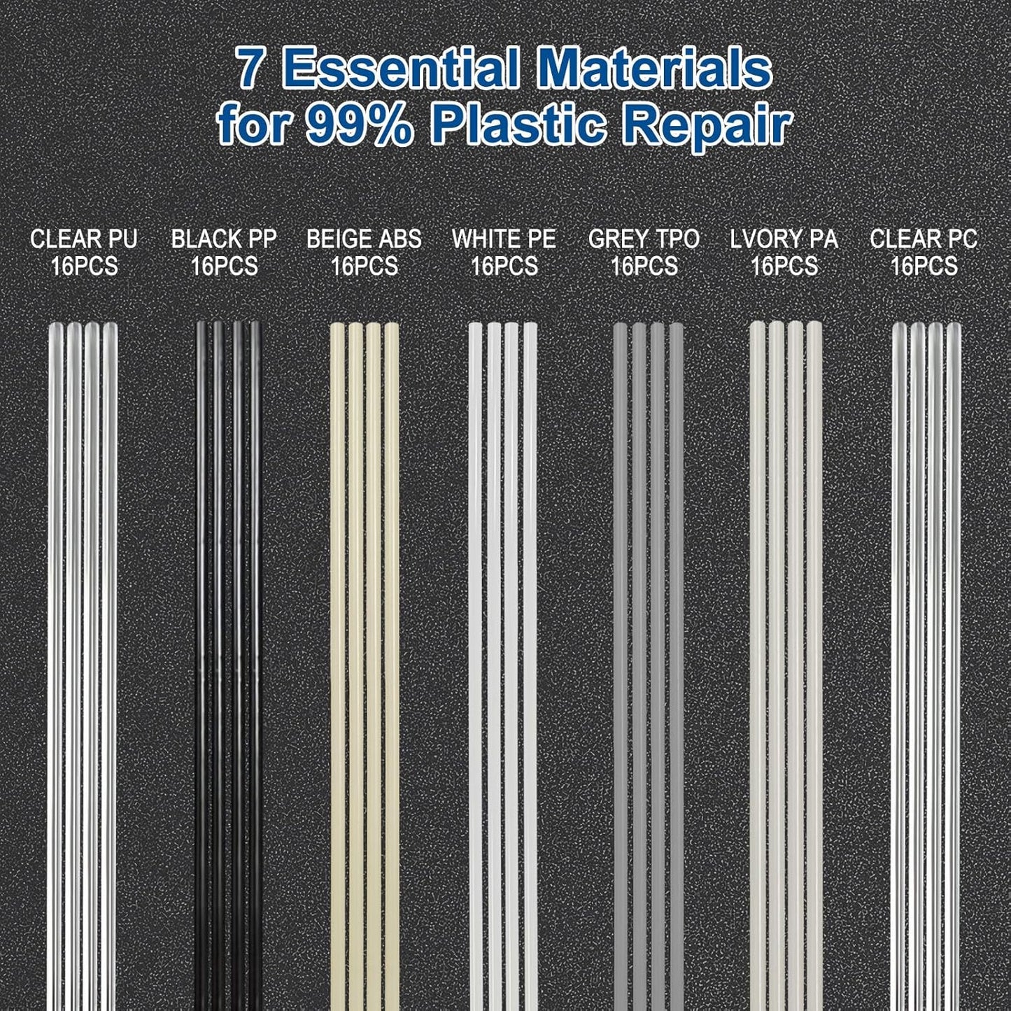 Kit 112 Varillas Soldadura Plástico 7 Materiales Reparación Parachoques