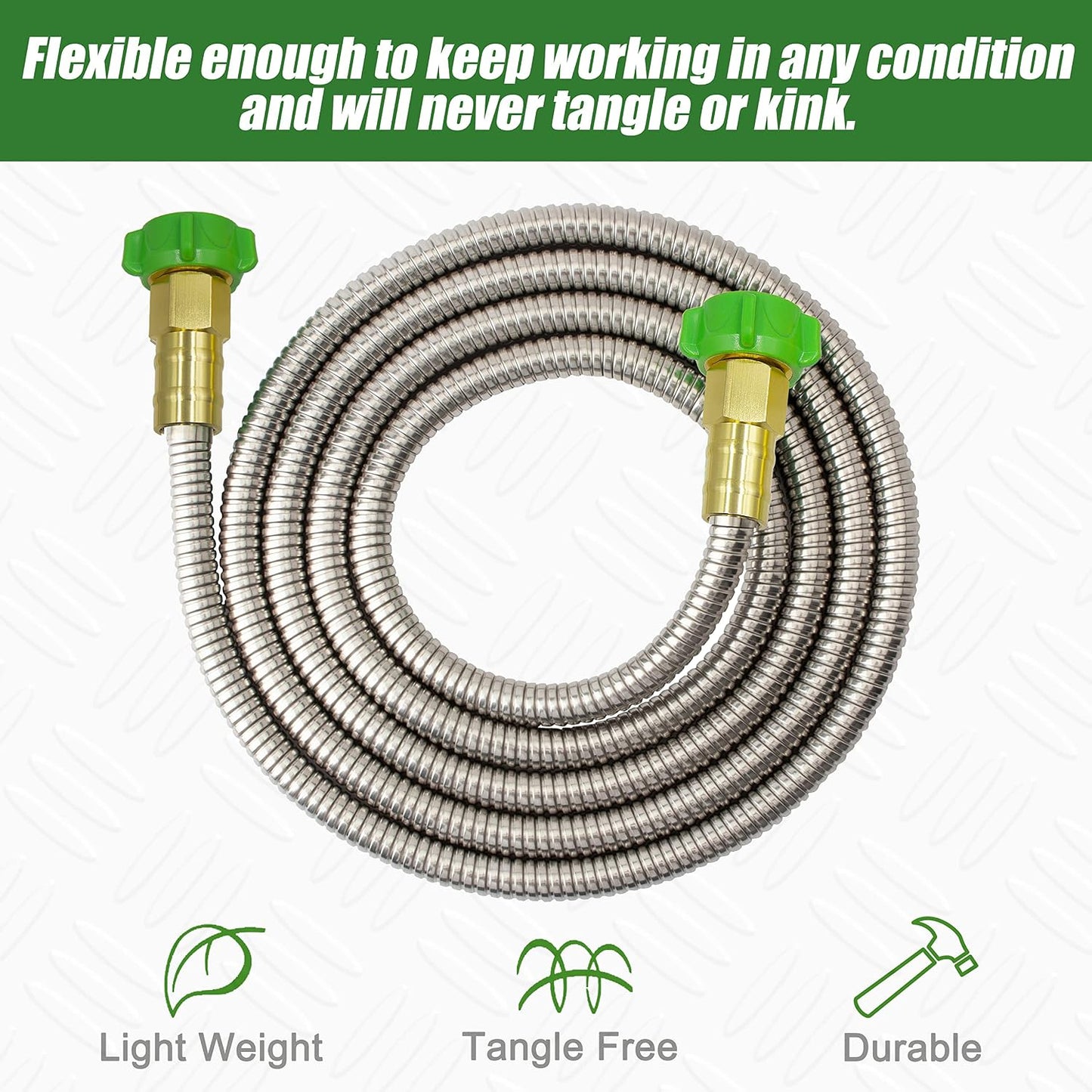 Manguera jardín acero inox 304 10ft conector metal hembra