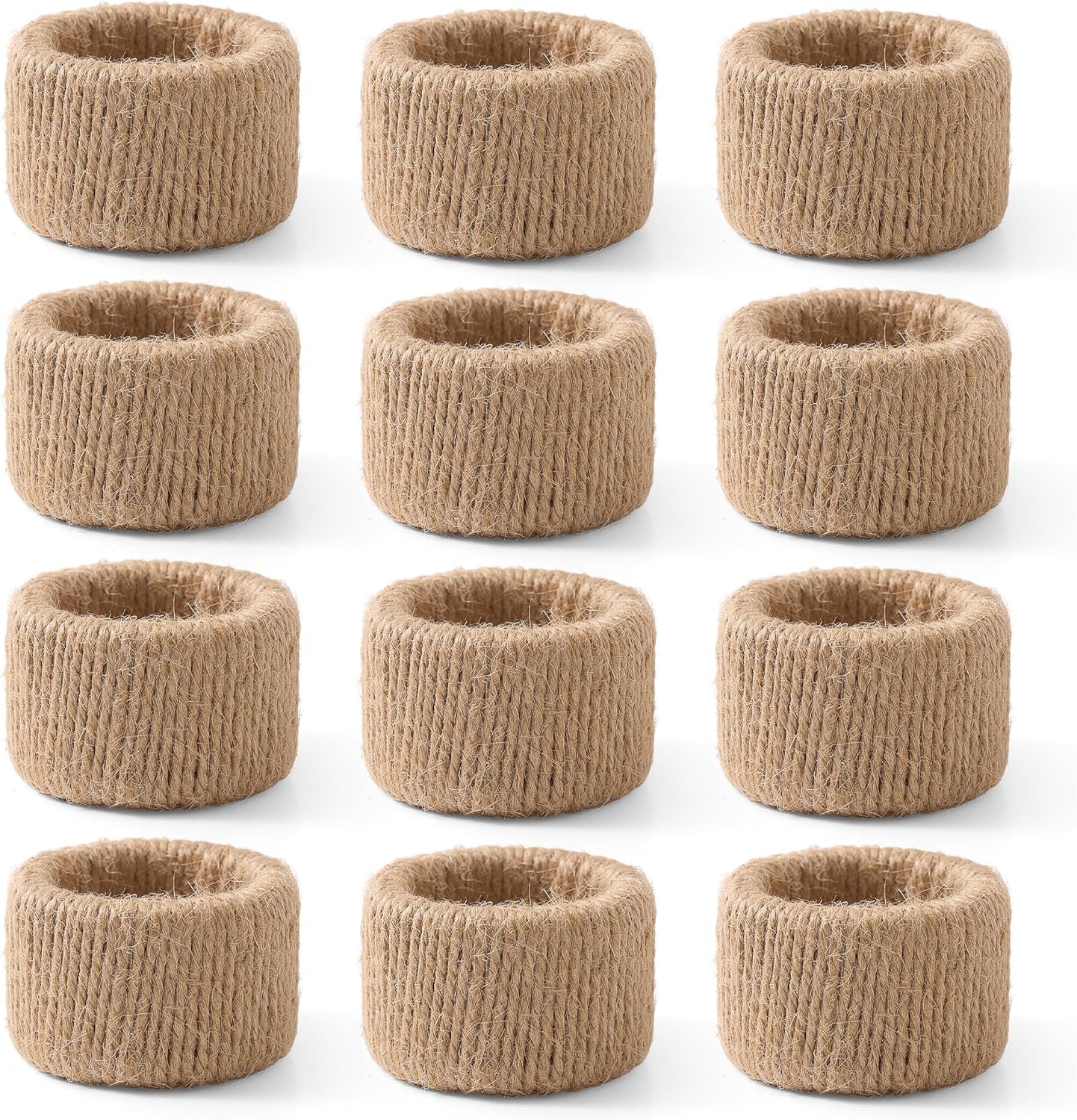 Juego de 12 servilleteros de yute tejida rústicos para mesa de comedor