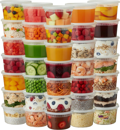Contenedores plástico transparente 16oz sin BPA apilables 100 pzas