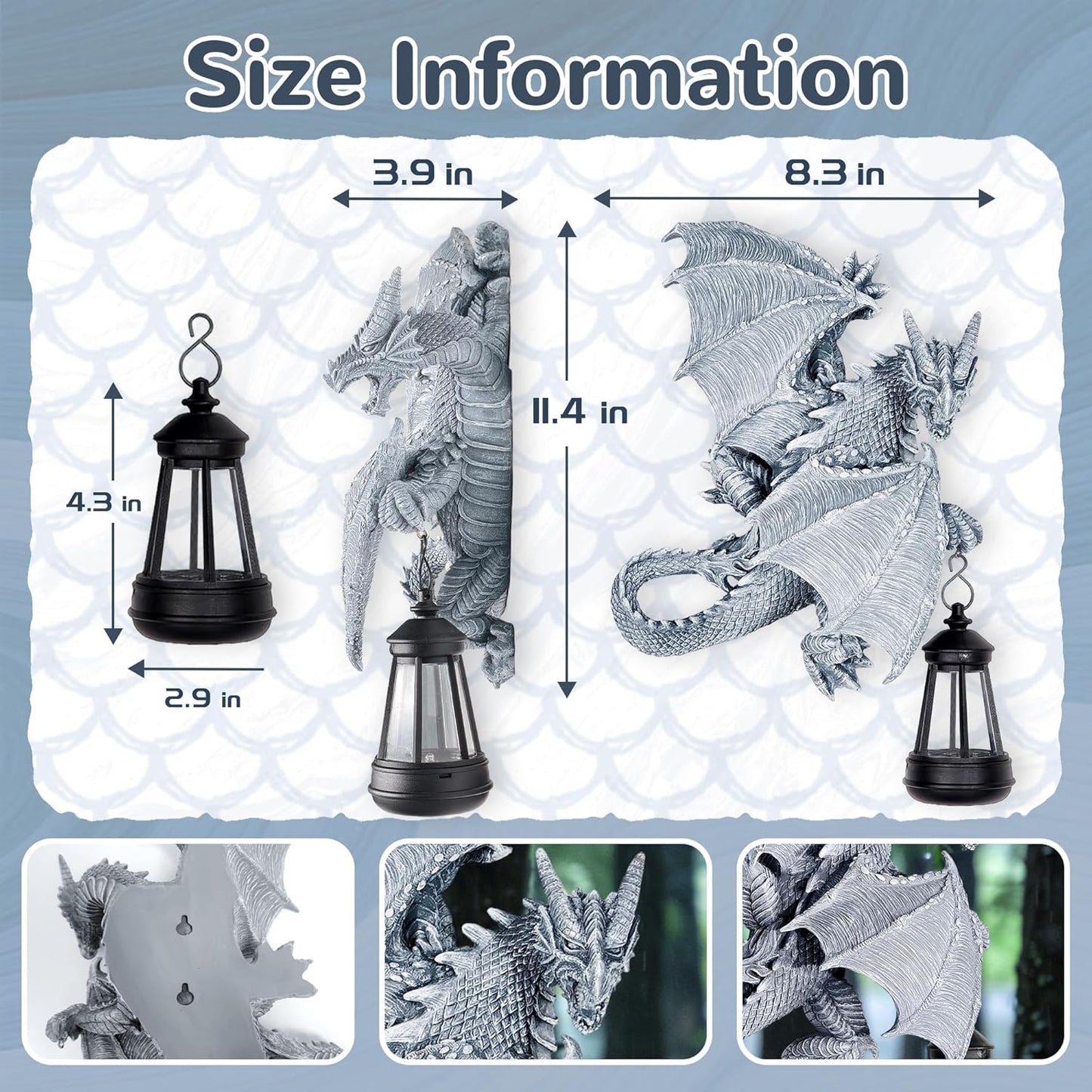 Estatua solar jardín Dragon Tree Hugger 11pulg