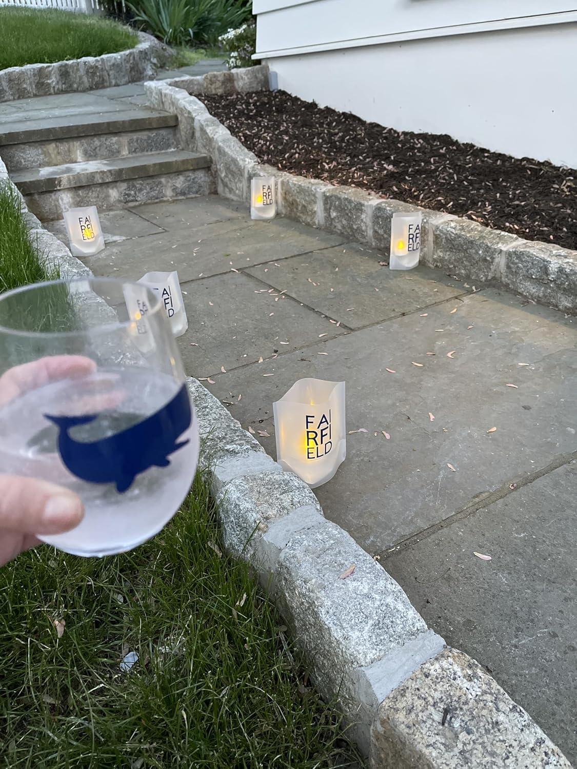 Copa de vino acrílica sin tallo reutilizable con diseños náuticos