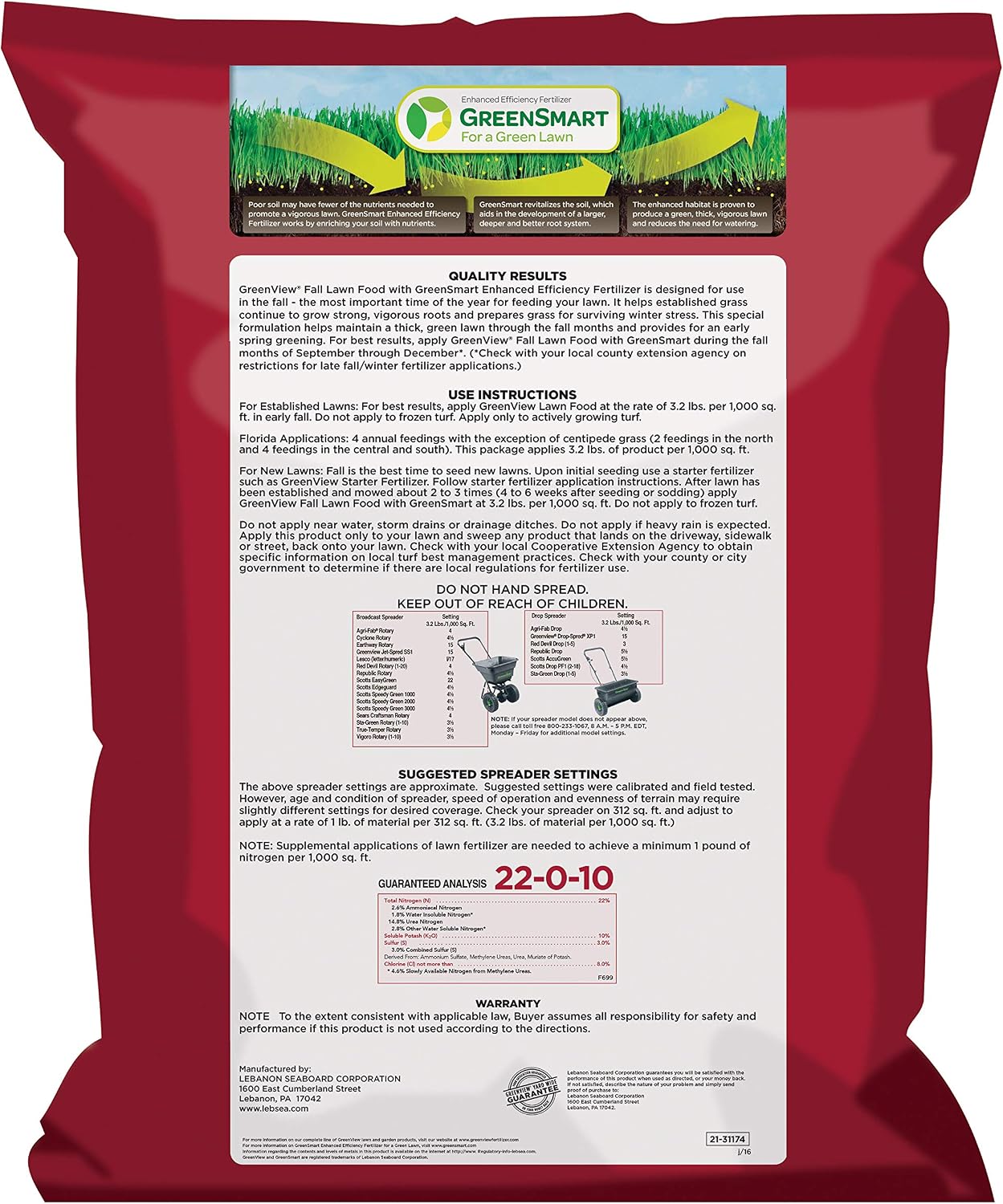 Fertilizante GreenSmart eficiencia mejorada para césped otoño