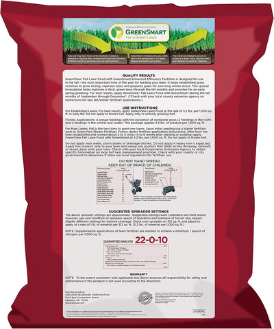 Fertilizante GreenSmart eficiencia mejorada para césped otoño