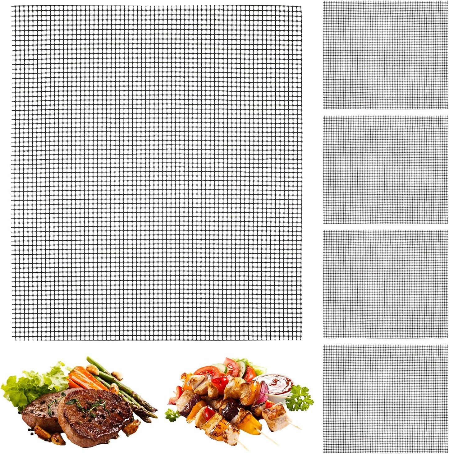 5 Pzas Alfombrillas Malla Antiadherente para Barbacoa 15.7x13pulg
