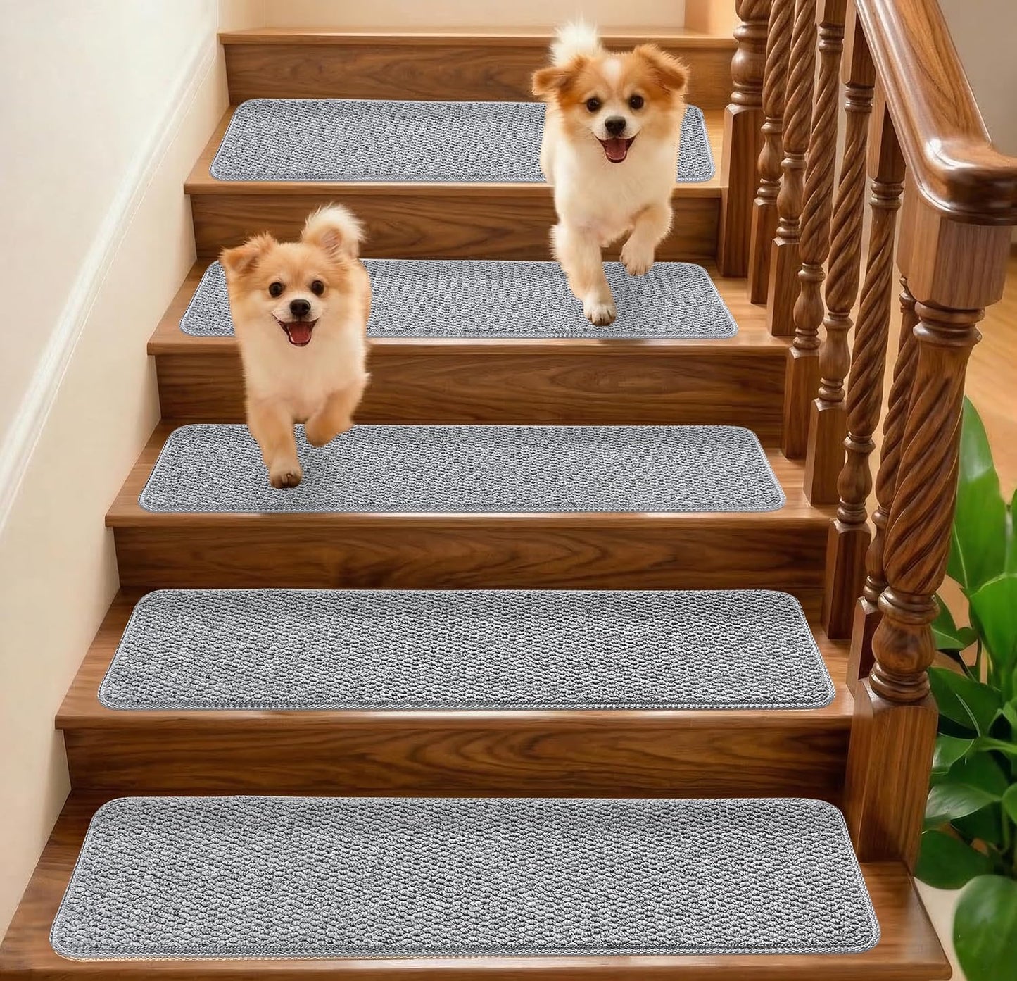 Peldaños escalera interior 9.5x36pulg con alfombra