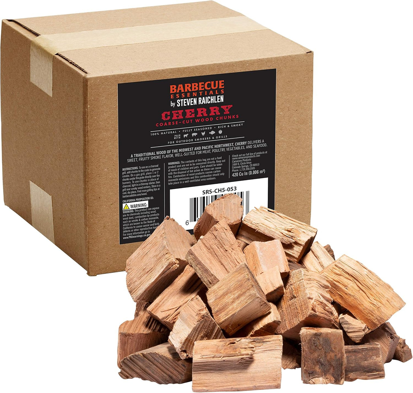 Trozos madera cerezo natural para ahumar 5lb caja o bolsa