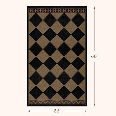 Alfombra yute 3x5ft color marrón y negro cuadros antideslizante