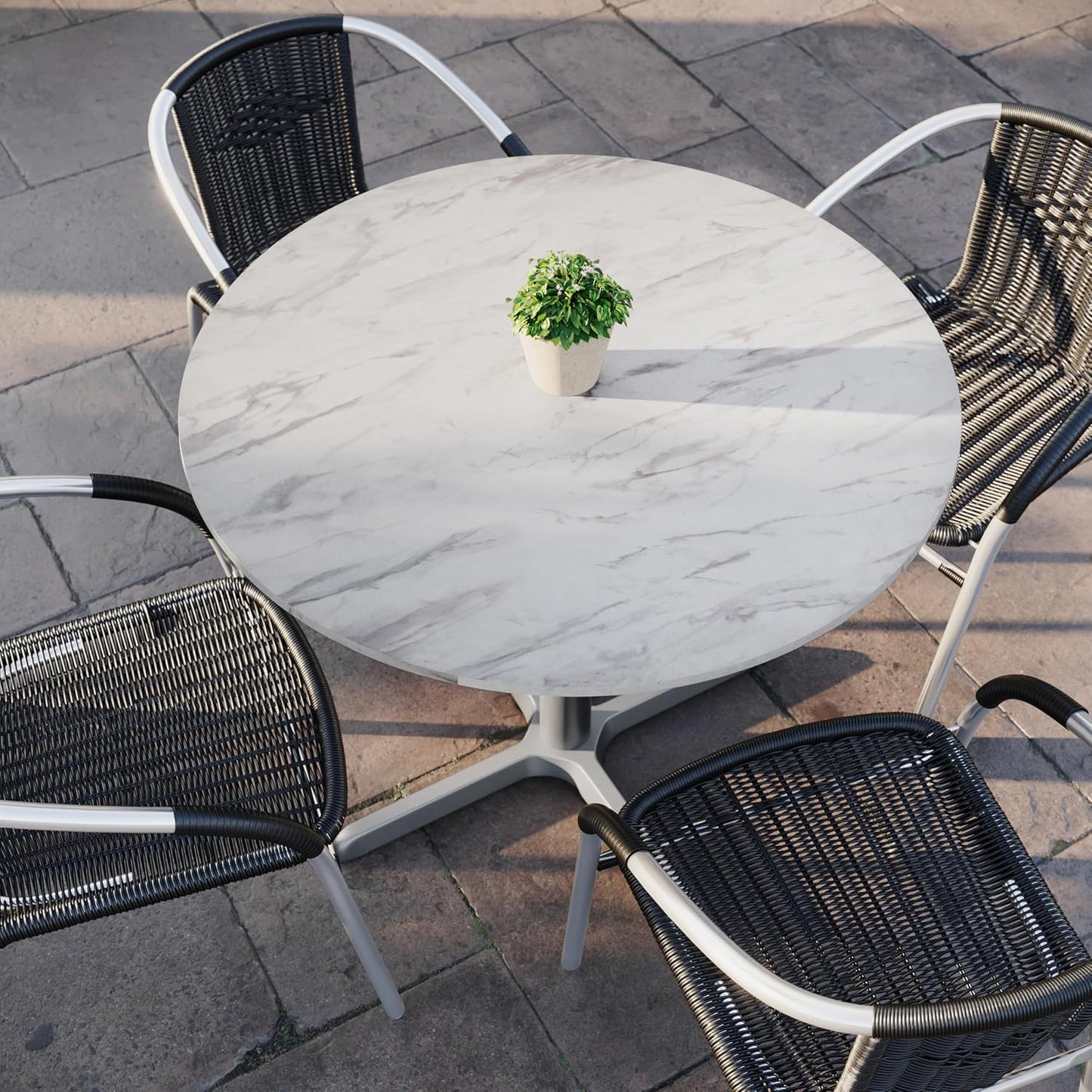 Mesa redonda HPL blanco 36pulg borde sin costura resistente
