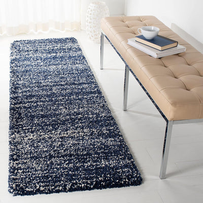 Alfombra pasillo 2ft3pulg x 12ft azul marino y marfil felpa