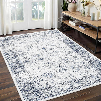 Alfombra vintage lavable 4x6ft antideslizante sala de estar