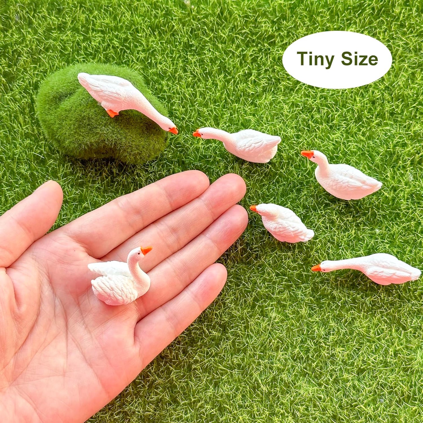 Accesorios jardín hadas ganso resina 6 pzas blanco