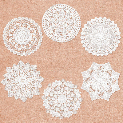 Manteles individuales de encaje blanco redondos vintage para decoración