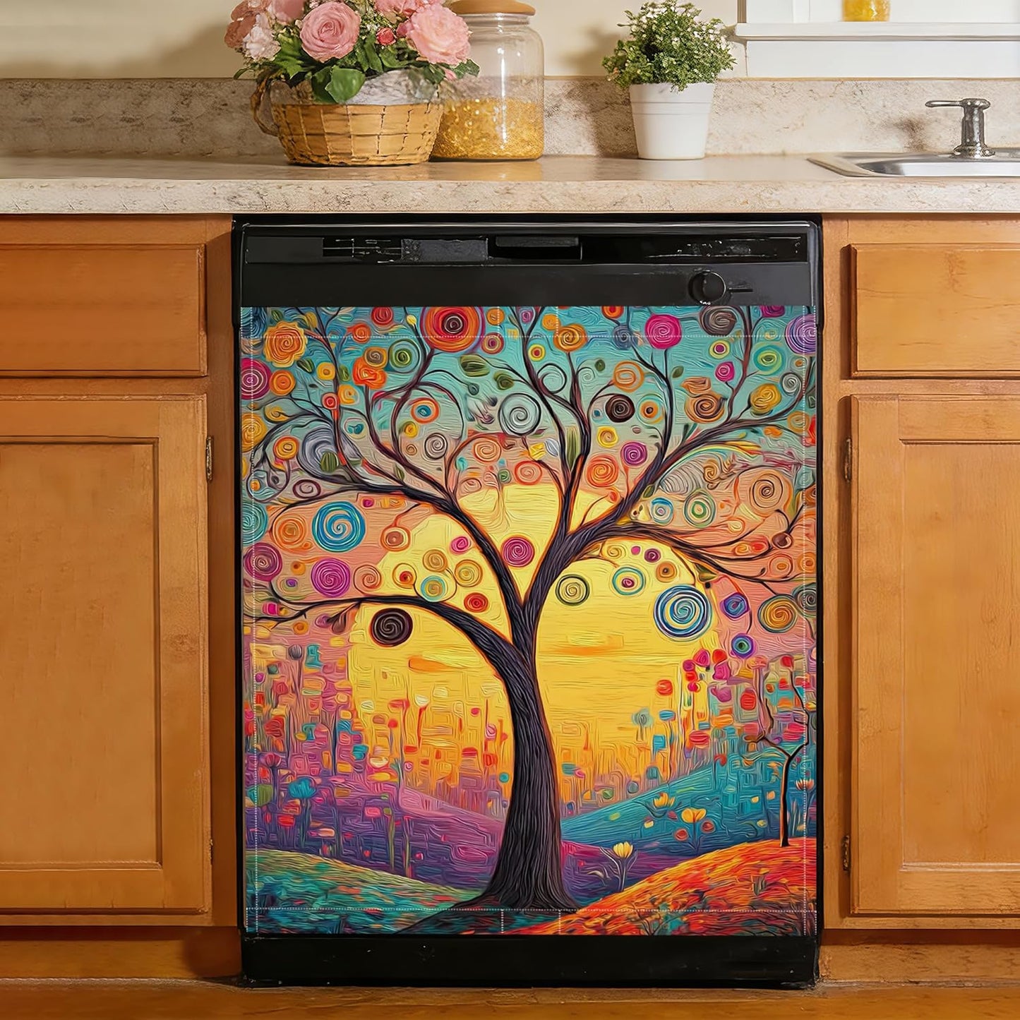Cubierta lavavajillas magnética decorativa para cocina 23x26in