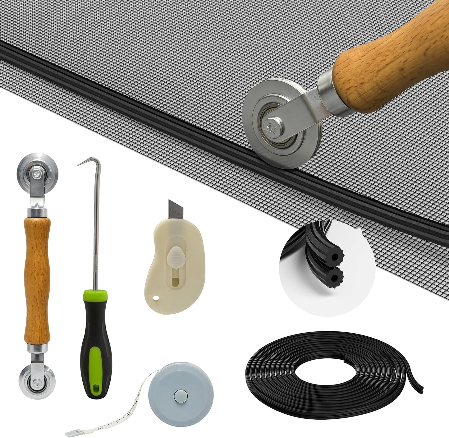 Kit reparación mosquitera 48x118pulg 6en1 bricolaje