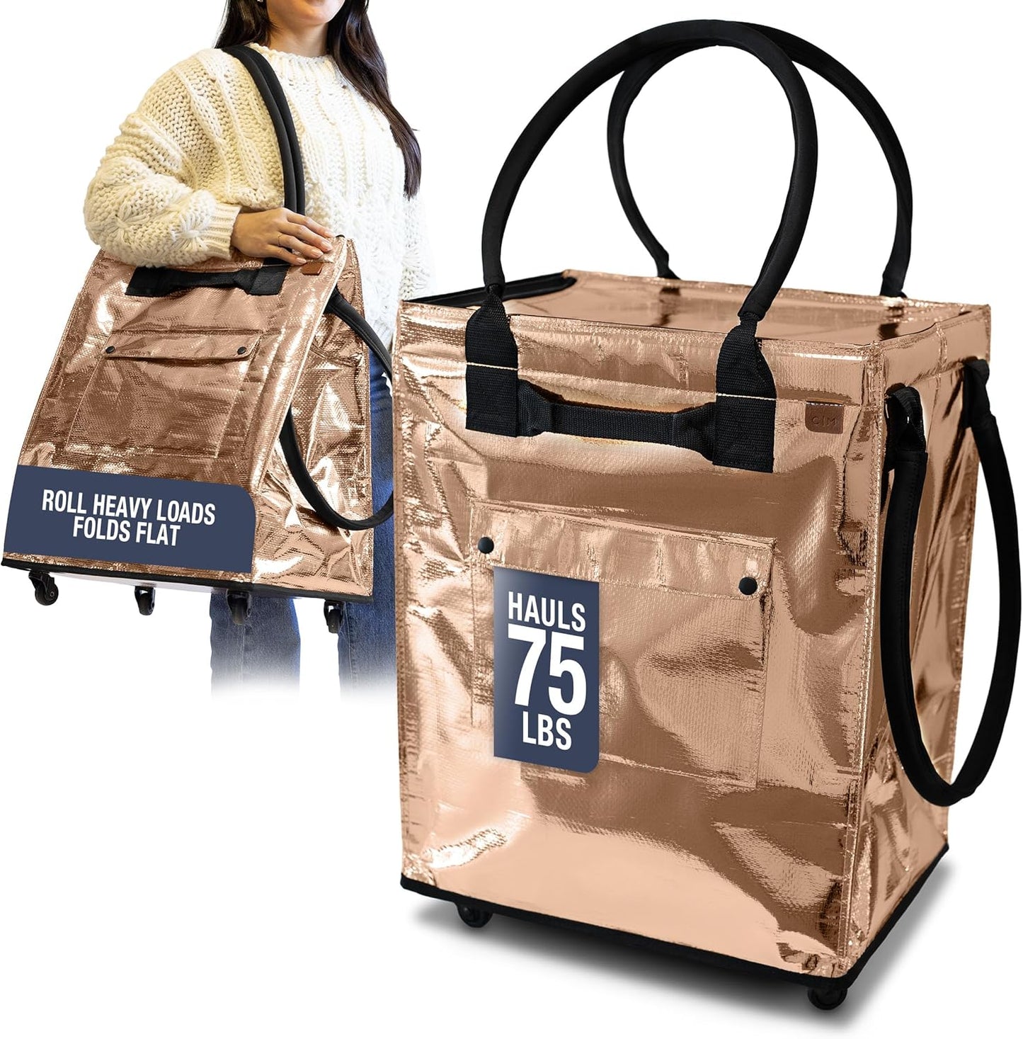 Bolsa con ruedas 90l plegable para compras y organización
