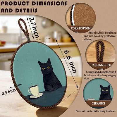 Salvamanteles retro para gatos negros para platos calientes y sartenes