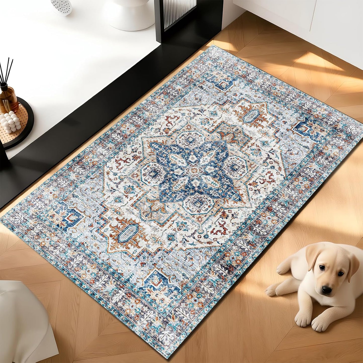 Alfombra lavable pasillo 2x3pulg suave vintage antideslizante