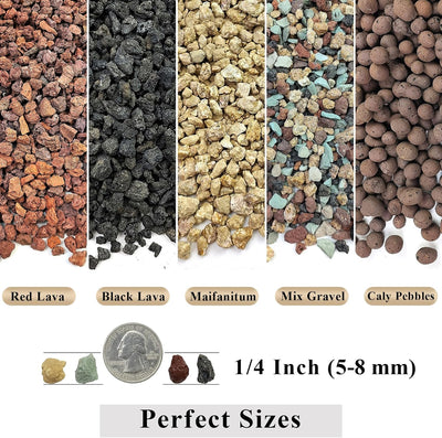 Mezcla tierra para suculentas 5lb guijarros 1/4pulg roca volcánica