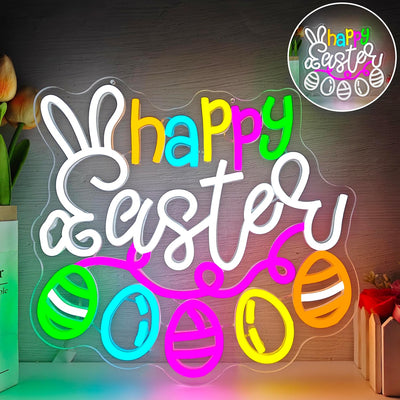 Letrero neón conejo Happy Easter decoración hogar